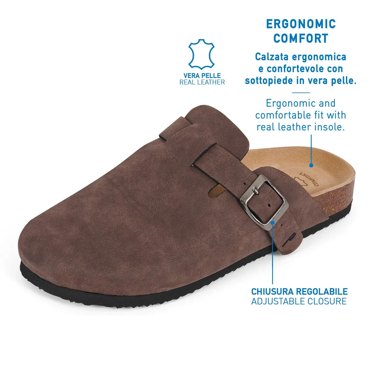 PERLETTI Ciabatte Donna Estive con Doppia Fibbia - Ciabatte Mare Dorate Comode - Sandali Comfort da Casa