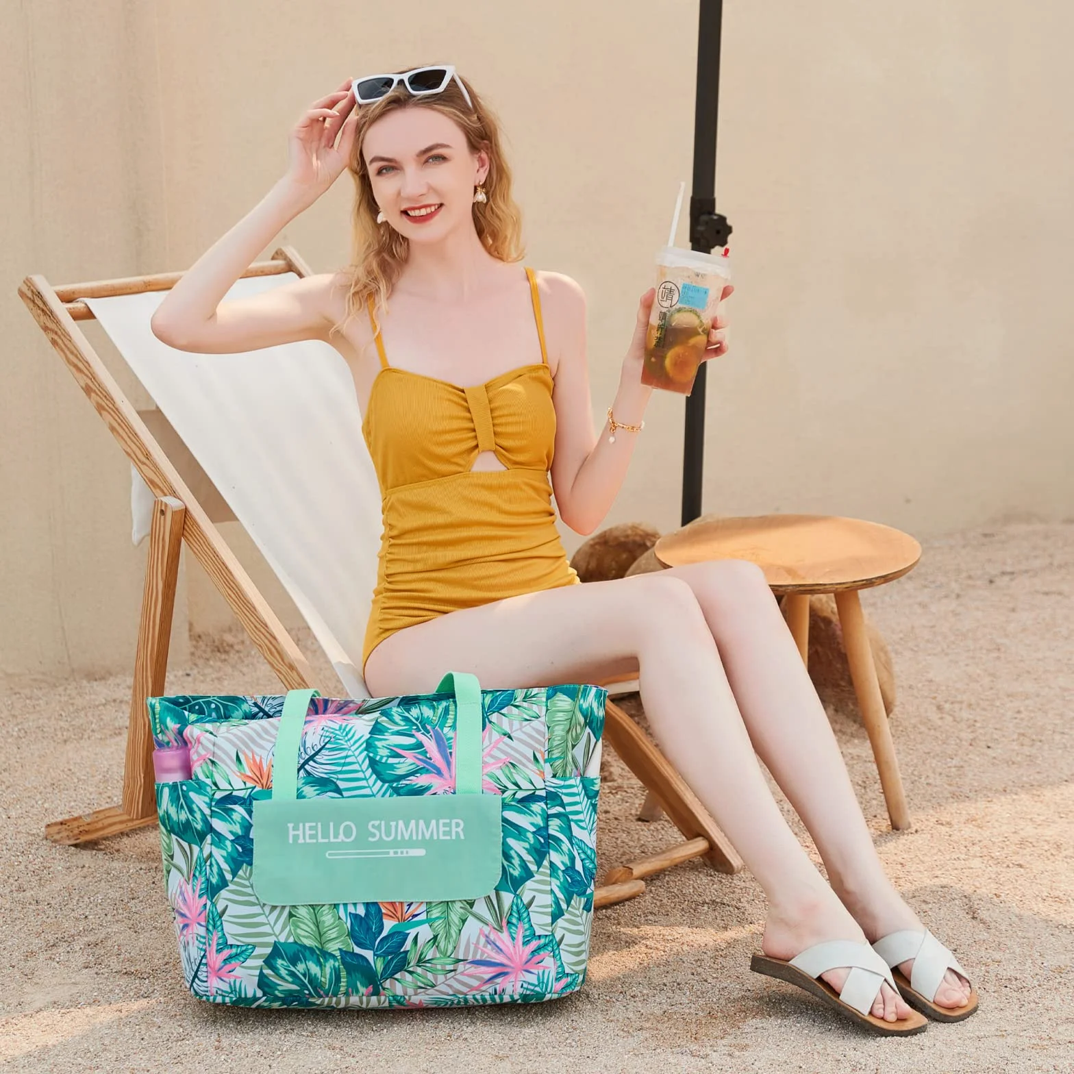 Myhozee Borsa Mare Grande xxl Famiglia,Borsa da Spiaggia Donna con chiusura lampo borsa estiva da spiaggia impermeabile per piscina gite in spiaggia picnic viaggi