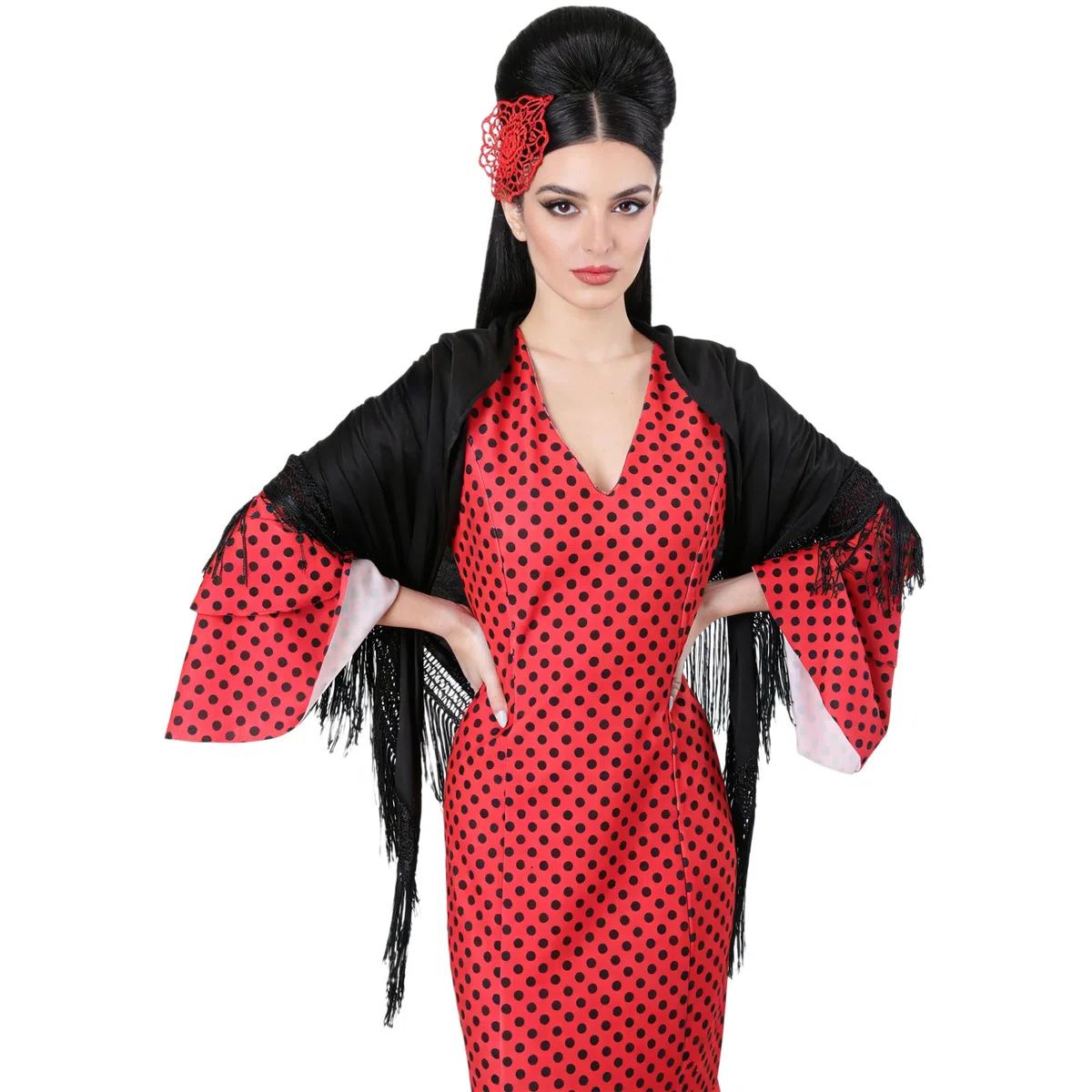 Wildarms Scialle di Siviglia Ricamo con Frange per Fenicottero Fiera Costume Danza Tradizionale Donna