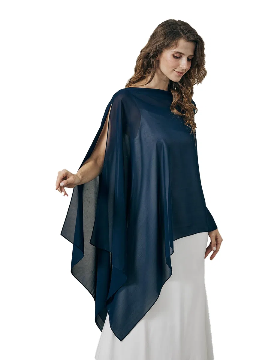 BEAUTELICATE Scialle Elegante Donna Poncho Coprispalle Chiffon Stola Cape Estivo per Sposa Damigella Cerimonia Matrimonio Abito