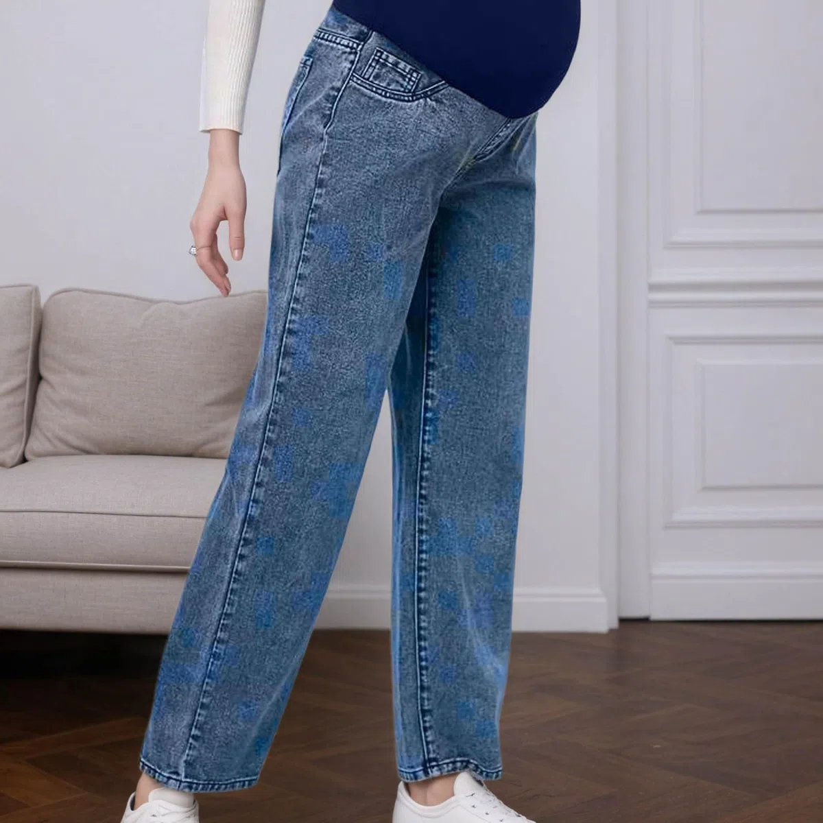Jeans premaman da donna in denim, comodi pantaloni premaman con tasche, jeans a gamba larga, vita alta, gamba dritta, pantaloni vintage Y2K, per il tempo libero
