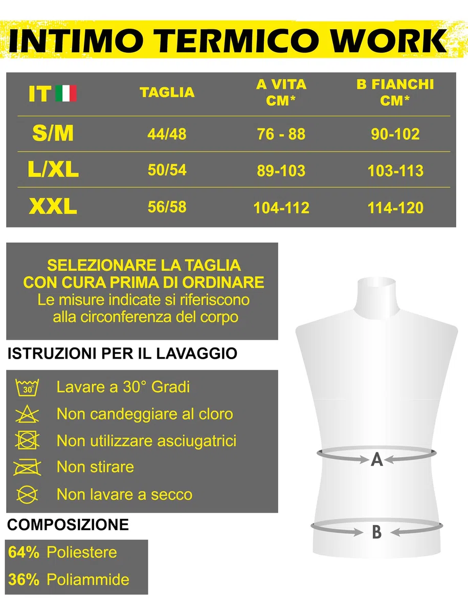 Maglia Termica Uomo Manica Lunga da Lavoro - Maglia Tecnica Traspirante, Intimo Termico Uomo Invernale, Senza Cuciture né Etichette, Elasticizzato - Made in Italy