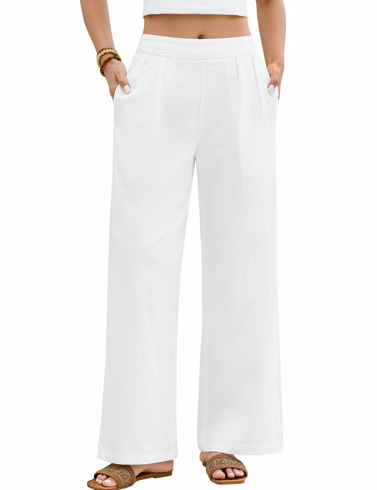 heekpek Pantaloni Cotone Donna Estivi Leggeri Larghi Comodi Larghi Pantaloni Vita Alta Pantalone Casual con Tasche