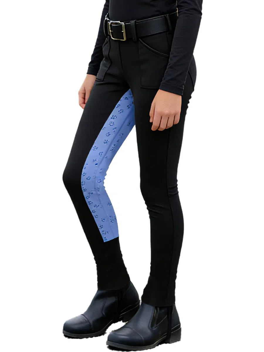 CHICTRY Pantaloni da Equitazione da Bambina con Impugnatura in Silicone Collant da Equitazione Elastica con Tasca Pantaloni Palestra Vita Alta Leggings Sportivi