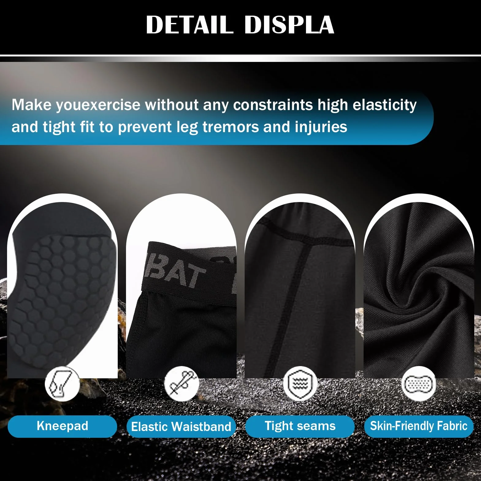 HULG Pantaloni da Basket con Ginocchiere,Pantaloni da Basket da Uomo con Ginocchiere 3/4 Capri Imbottiti Leggings A Compressione Leggings Protezioni Sportive