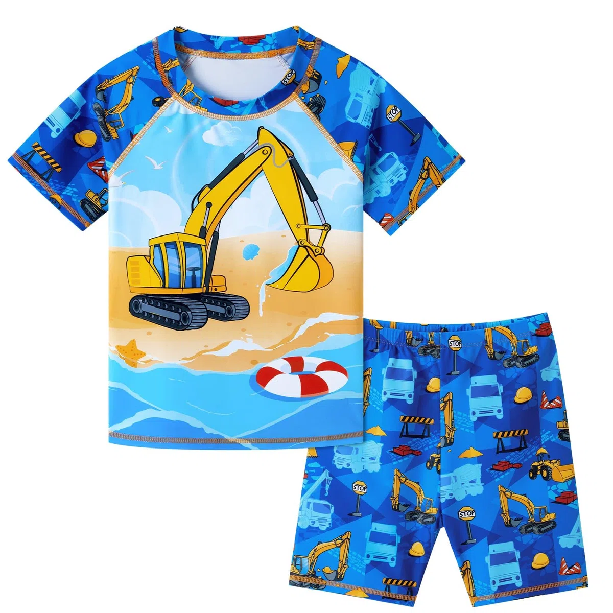 Costume da bagno per bambini composto da due pezzi UPF 50+ UV Proction Rash Guard e Trunk Costume da bagno