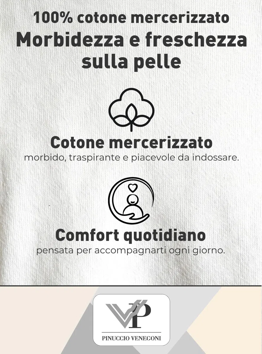 VP PINUCCIO VENEGONI Set da 2 Magliette Intime Uomo Cotone Mercerizzato | Scollo a V, Manica Corta, Bianche e Nere, Comfort Quotidiano | Made in Italy