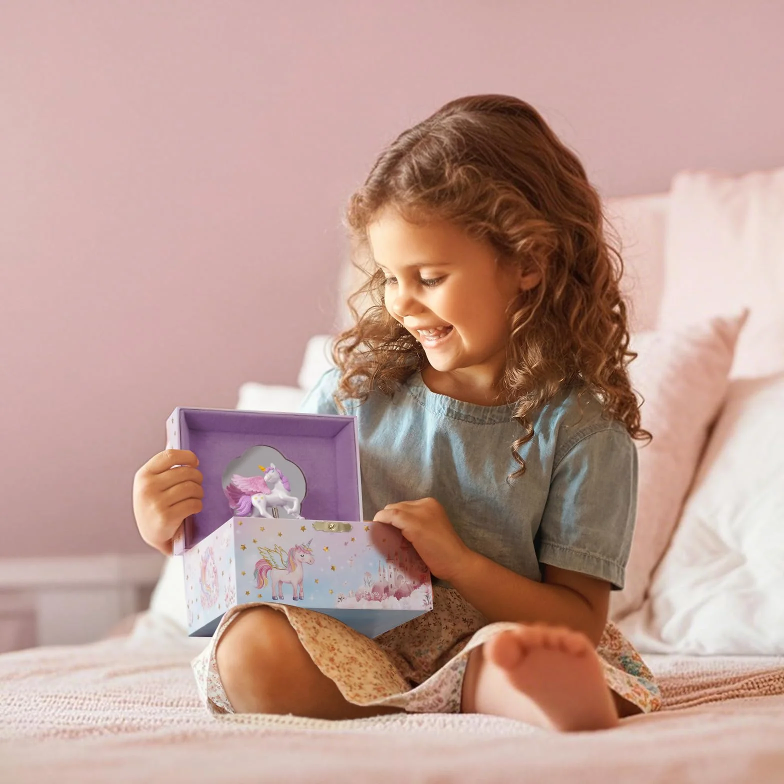 ProCase Unicorno Scatola di Gioielli per Le Ragazze, Bambini Scatole di Gioielli Musicali con Spinning Unicorn Doll, Regali di Compleanno per Le Bambine Bambini Bambino-Rosa (Scatola con Gioielli)