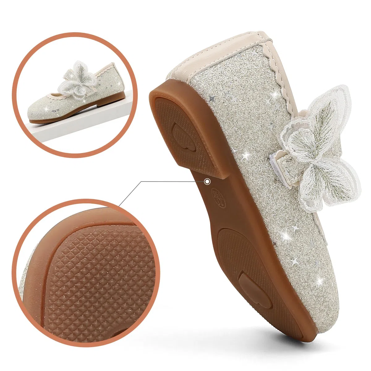 MK MATT KEELY Scarpe Principessa Bambina Ballerine Bimba con Farfalla Scarpe Brillantini Mary Jane Partito Bambine e Ragazze
