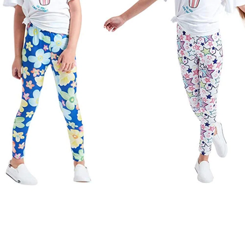 Confezione da 4 Leggings Elasticizzati per Bambine, Fantasia Floreale, 2-13 Anni