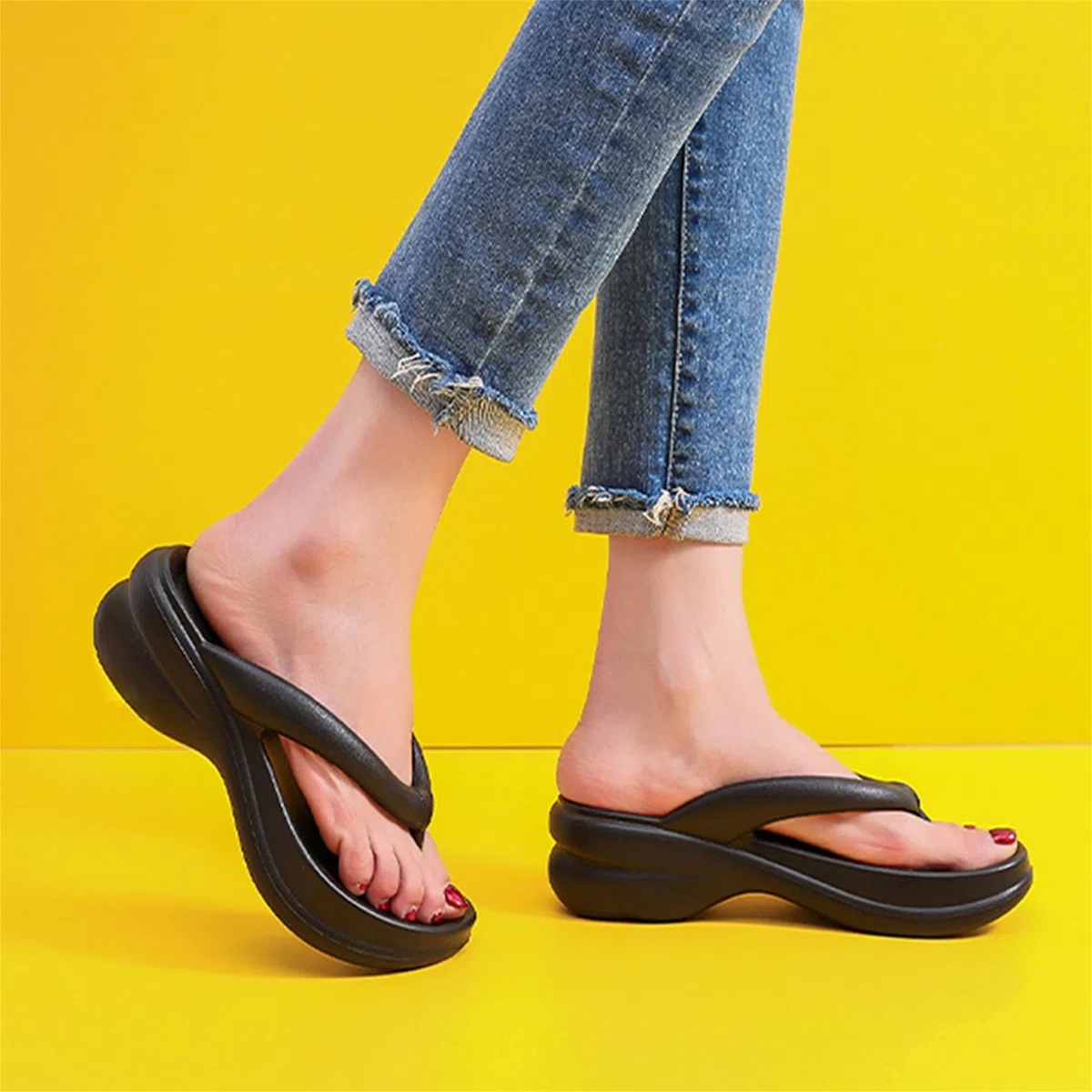 New front Infradito con Fondo Spesso per Nuovi Sandali Estivi da Donna con Tacco a Zeppa con Punta Comoda per la Casa Per Uomini e Donne Casual e Confortevole Semplice ed Elegante
