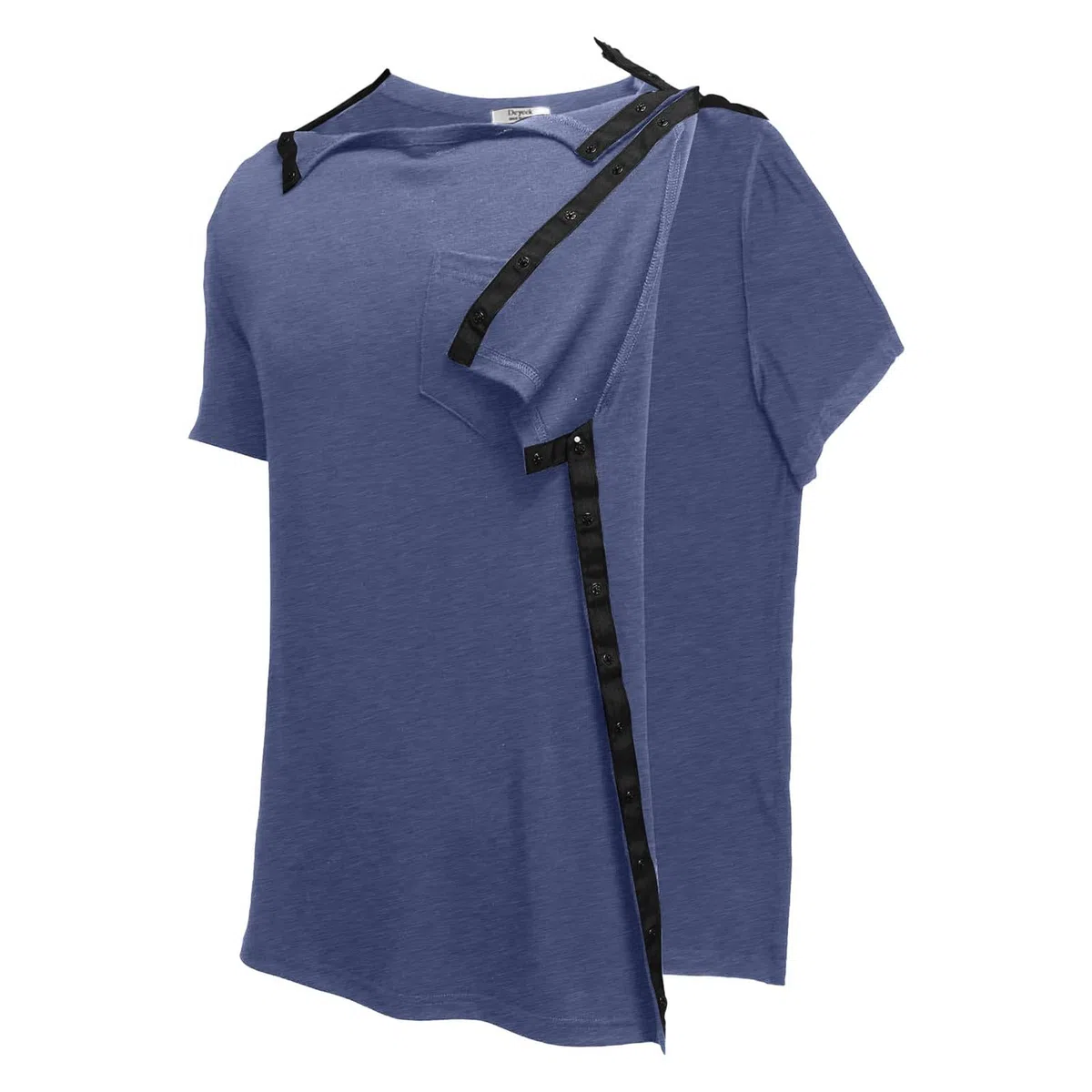 Generisch Camicia da uomo con schiena e spalle, recupero può strappare, manica corta, pulsante laterale aperto, abbigliamento dialisi