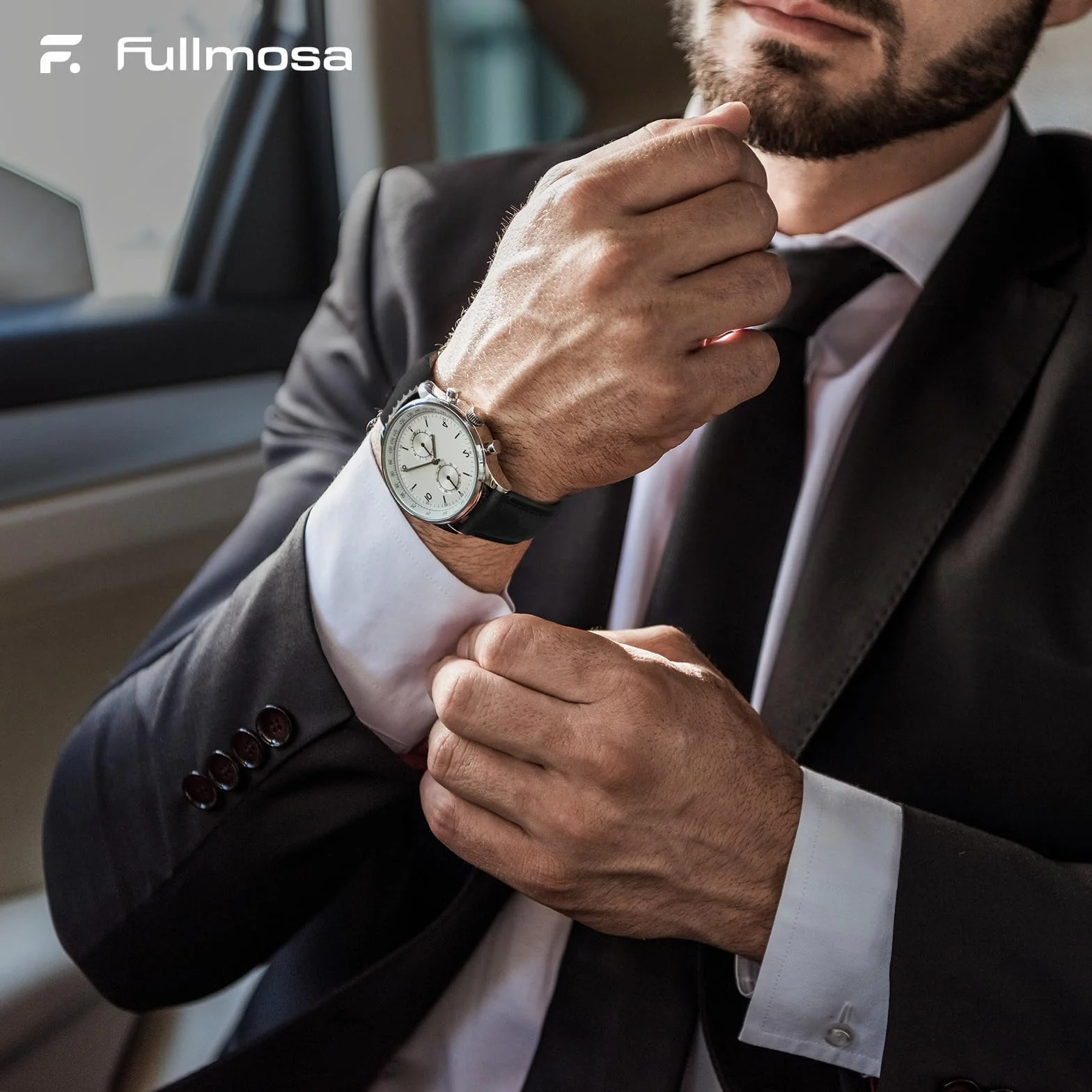 Fullmosa Cinturino in Vera Pelle 22mm e Sgancio Rapido, Cinturini Orologio per Uomo e Donna, 2 Pezzi Pelle Cinturino di Ricambio Compatibile con Smartwatch, Caffè&Nero con Fibbia Nero