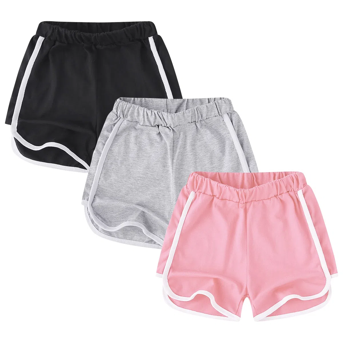 GENTABY Pantaloncini da bambina Gym Running Cotone Pantaloni Estivi Danza Casual Wear 3 Pack 2-12 anni Ragazza Pantaloncini Neri Bambini Pantaloni Atletici