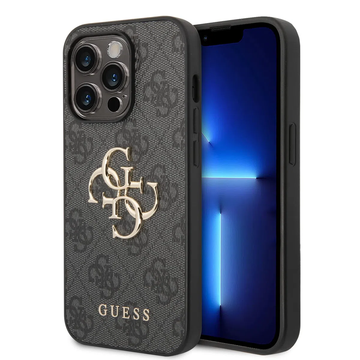 GUESS GUHCP15X4GMGGR - Custodia rigida per iPhone 15 Pro Max 6.7", grigio con logo Big Metal