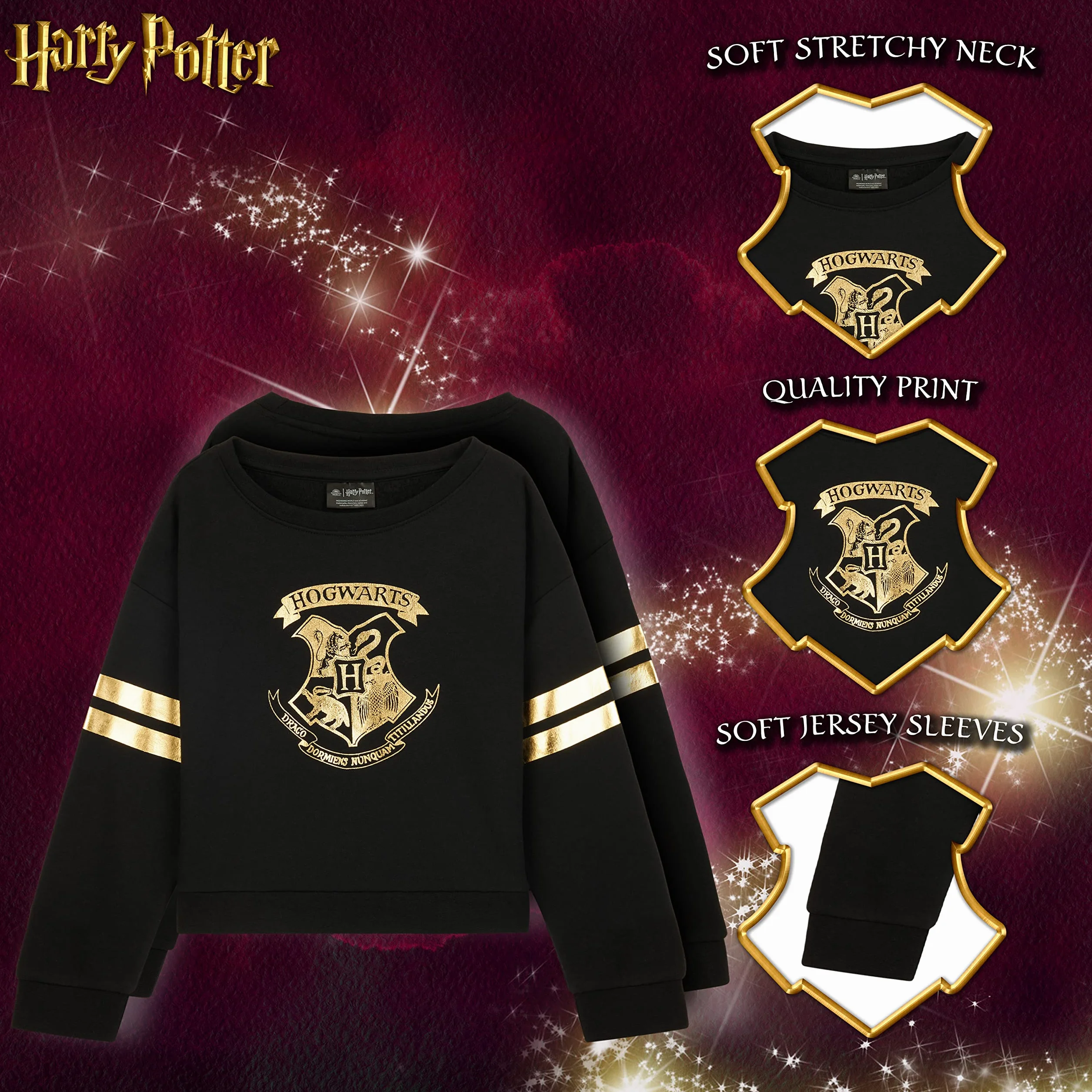 Harry Potter Felpa Bambina, Morbido e Accogliente Hogwarts Girocollo Felpe