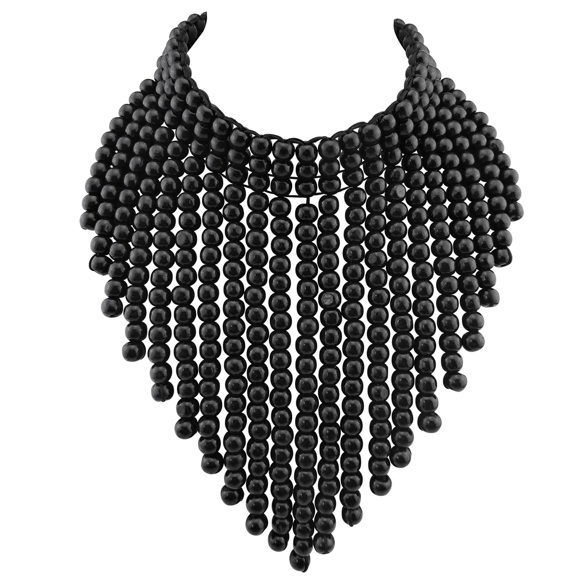 Collana girocollo in stile bohémien africano con perline in legno o acrilico, collana girocollo in legno, da donna, bigiotteria alla moda, 38 cm, Legno, Nessuna pietra preziosa