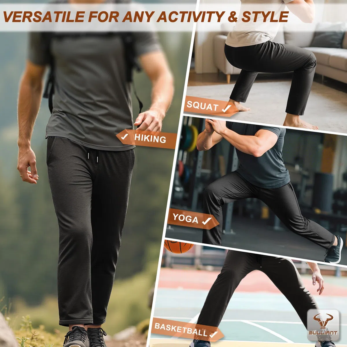 BULLIANT Pantaloni Jogging Uomo, Pantaloni Sportivi Uomo Lunghi ine,Tuta da Ginnastica Jogger per Allenamento Casual