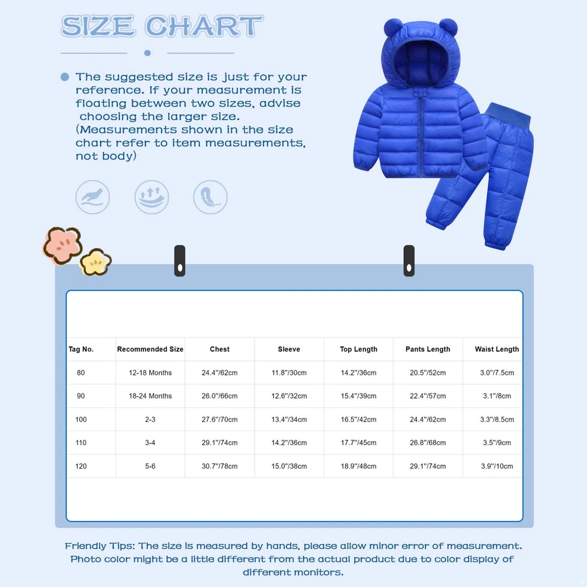 Freebily Tuta da Sci per Bambino e Ragazzo Unisex Tute da Neve Invernale Piumino Giacca con Cappuccio Giacche e Pantaloni Lunghi Elastici in Vita Snowsuit, 1-6 Anni
