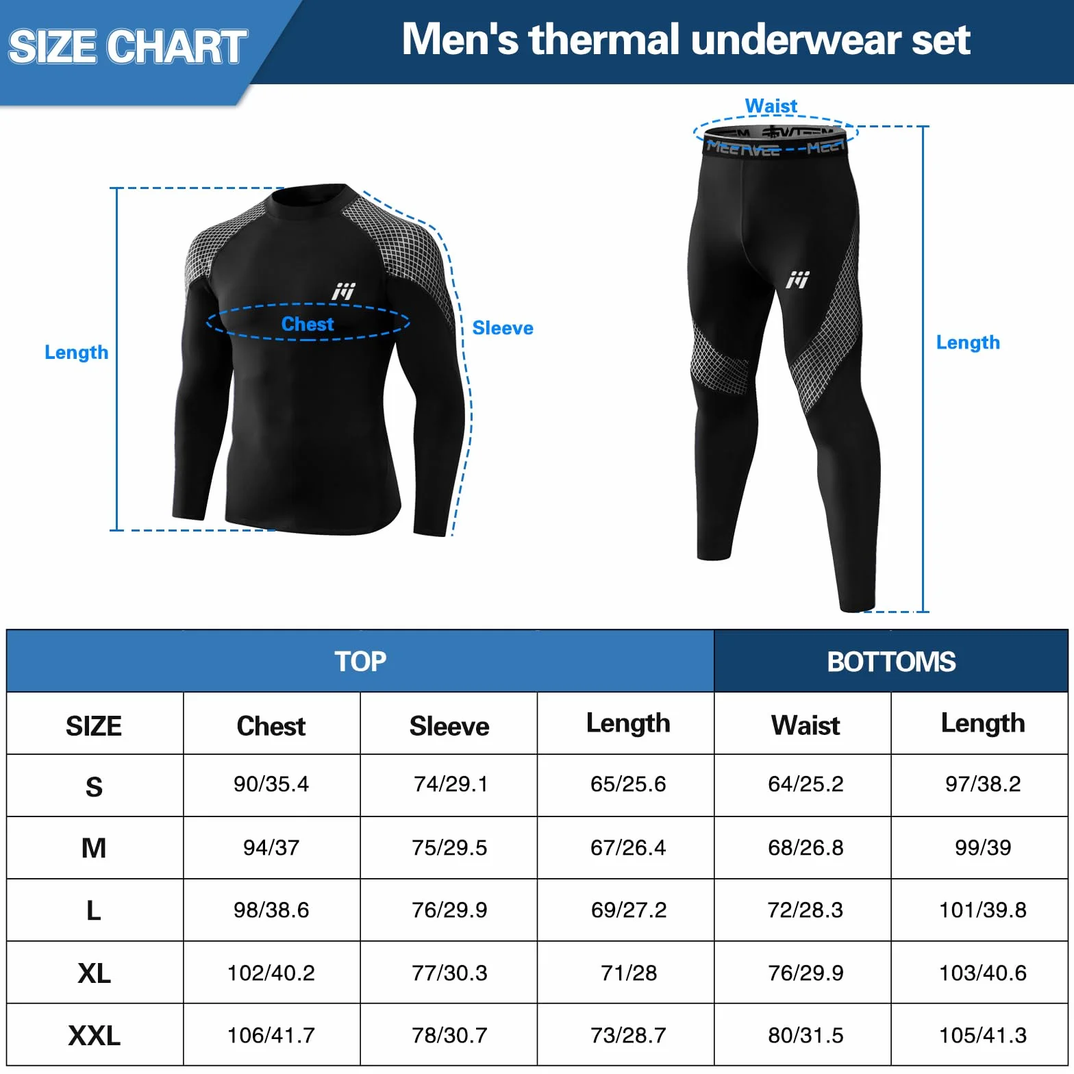 MEETWEE Thermal Underwear Set Biancheria Intima Termica da Uomo