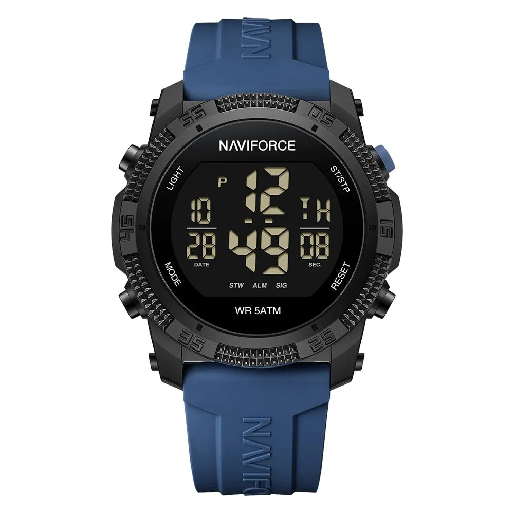 Naviforce Orologio digitale sportivo impermeabile da uomo con cronometro, allarme, cinturino in gomma, orologio da polso per donna