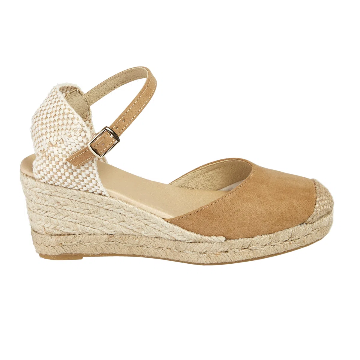 NOESLOMISMO BY DILEMA Espadrillas Donna Zeppa 7 cm in Camoscio - Sandali Chiusi Made in Spain con Cinturino - Scarpe Estive Comode in Juta e Suola in Gomma Antiscivolo