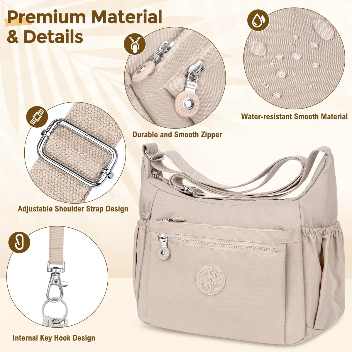 Borsa a Tracolla da Donna, Borsa Tracolla Grande Multitasche in Nylon Impermeabile Borsa a Spalla Donna con Tracolla Regolabile Leggera Crossbody Bag Donna per Shopping Lavoro Viaggio Festa