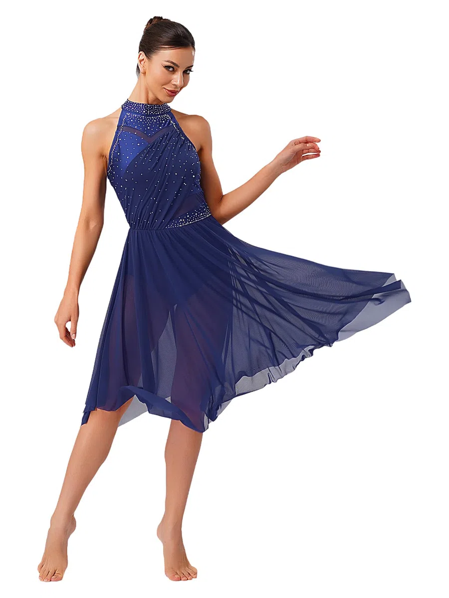 Choomomo Abito Danza Lirico Moderno Donna Abito Balletto Danza Classica Asimmetrico Abbigliamento Latina Pattinaggio Artistico Body Ginnastica Abbigliamento S-XXL