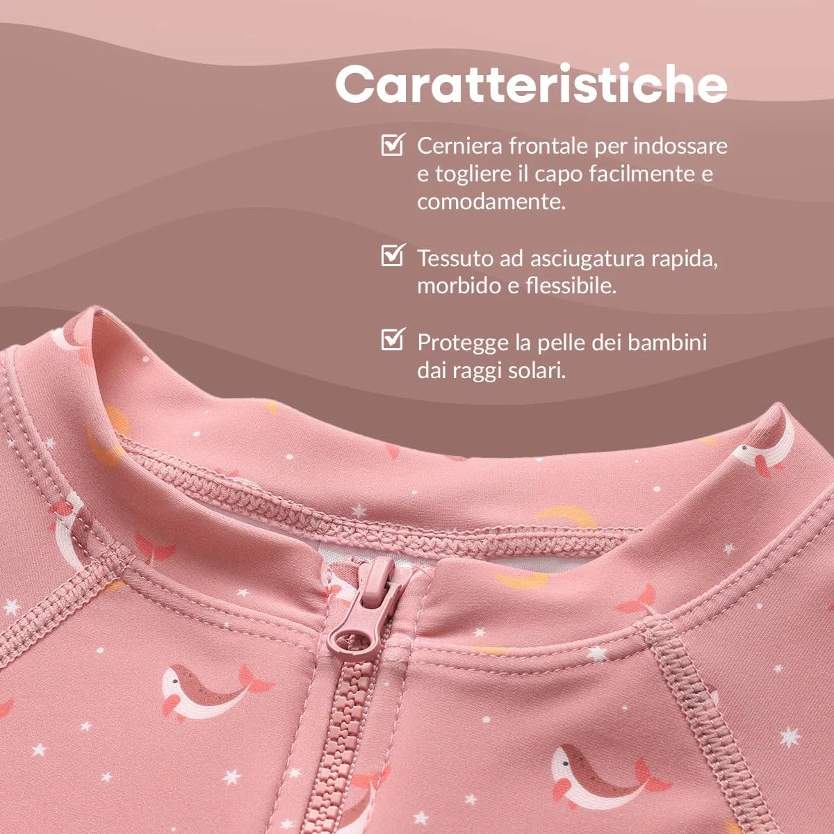 Costume da bagno per neonati e bambini, tuta da nuoto confortevole anti-UV UPF 50+ con cerniera, costume da piscina o spiaggia, morbido e resistente