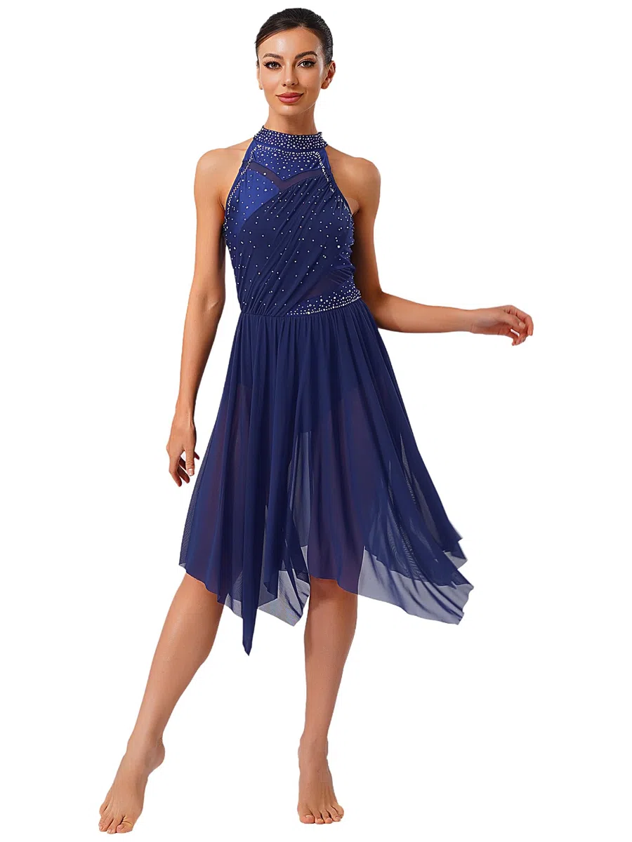 Choomomo Abito Danza Lirico Moderno Donna Abito Balletto Danza Classica Asimmetrico Abbigliamento Latina Pattinaggio Artistico Body Ginnastica Abbigliamento S-XXL