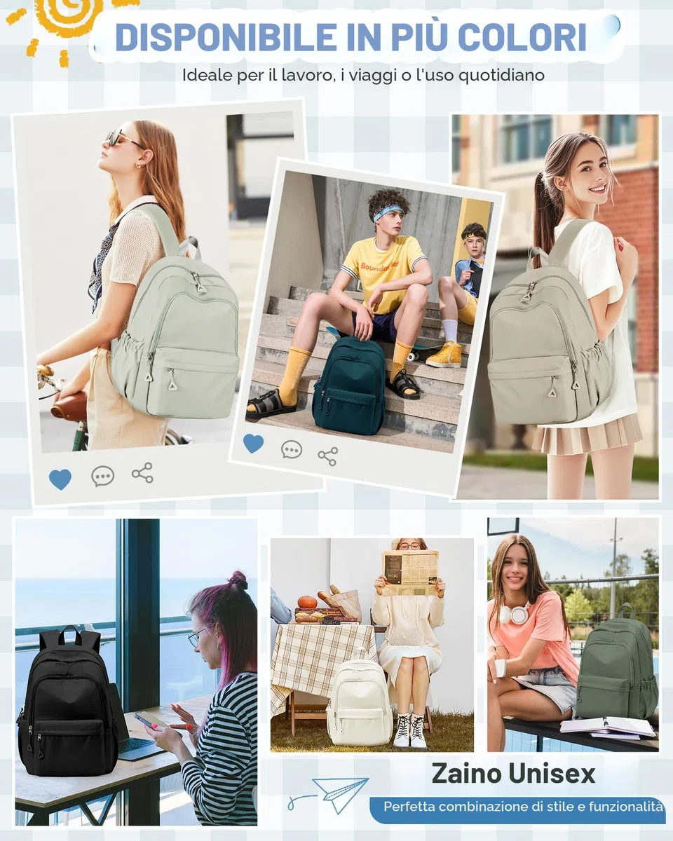 winspansy Zaino Scuola per Ragazzi e Ragazze Adolescenti, Zaino Leggero Impermeabile per Scuola, Uomo Donna, Zaini Casual da Giorno -Nero
