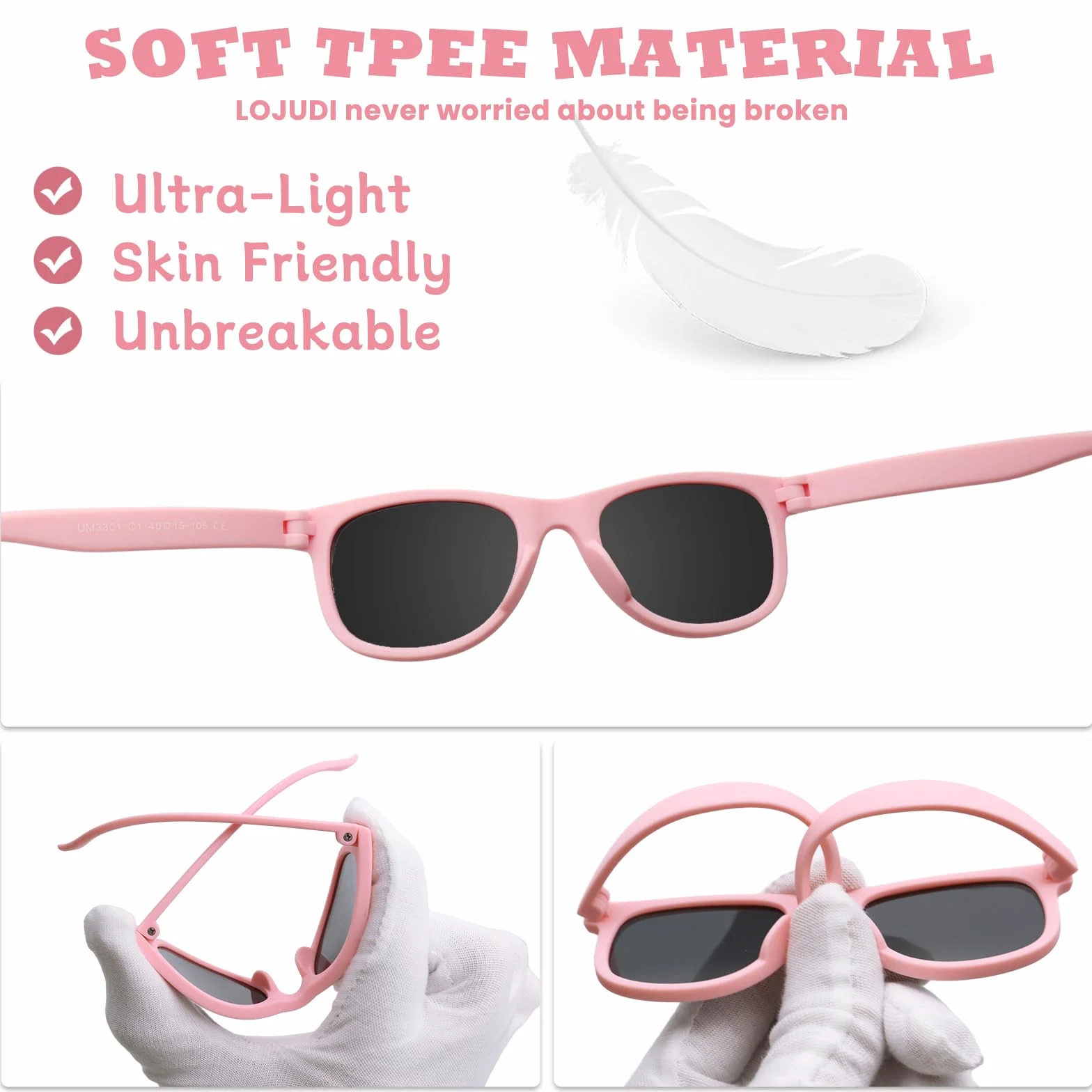 Occhiali da sole per bambini 0-24 mesi – Polarizzati con cinturino in silicone flessibile regolabile montatura in silicone per occhiali da sole bambino 0-2 anni protezione UV