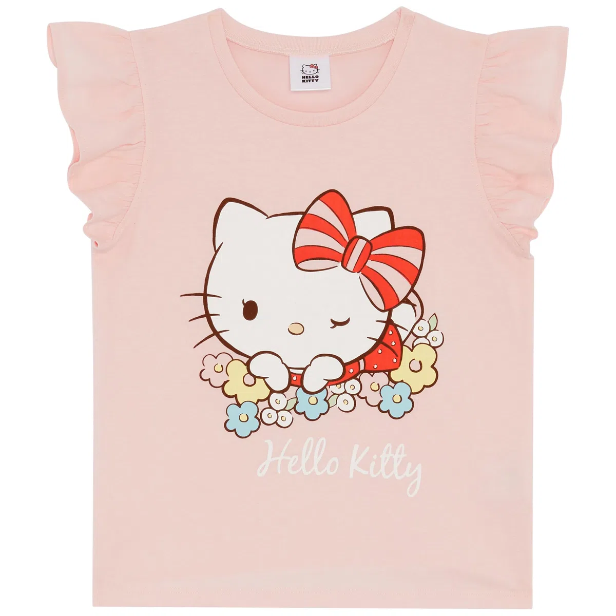 Hello Kitty Pigiama Corto da Ragazza con Maniche a Balze 100% Cotone, Rosa