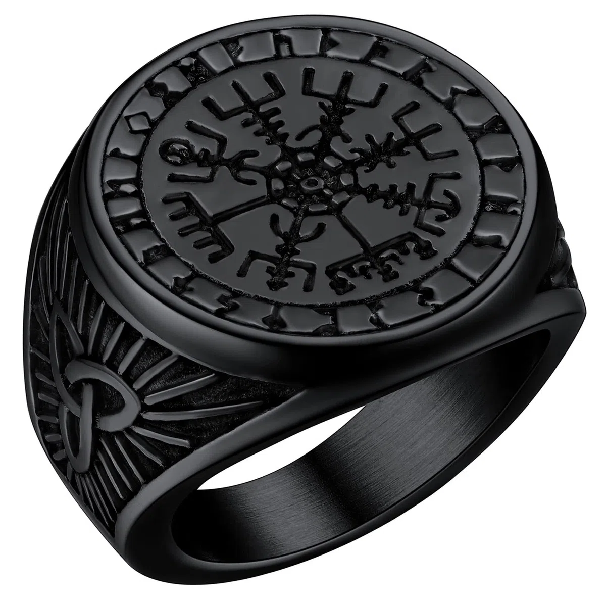 FaithHeart Anello Uomo Vichingo Bussola Vegvisir Mitologia Nordica Rune Vichinghe con Nodo Celtico Taglia IT 14-27 Anello Vichingo Confezione Regalo