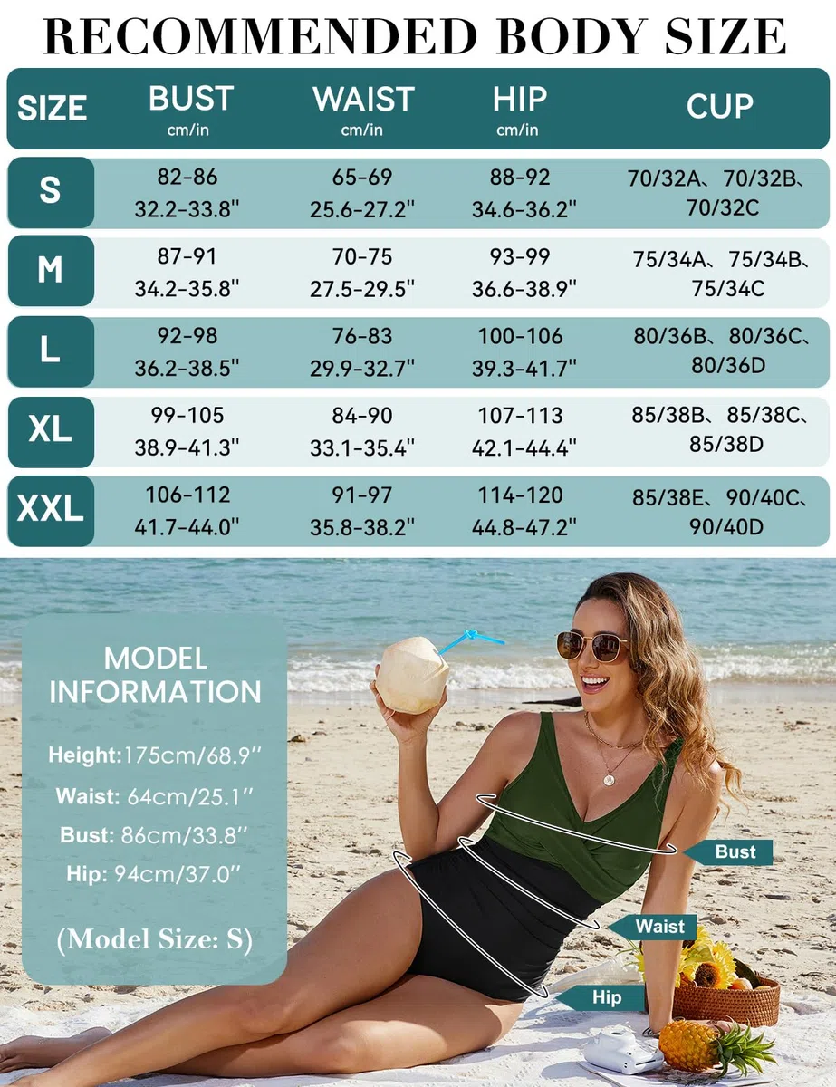 CMTOP Costume Intero Donna Contenitivo Controllo della Pancia Costumi da Bagno, Scollo a V Push Up Costume da Bagno Curvy Monokini Mare Spalline Regolabili Beachwear Swimwear