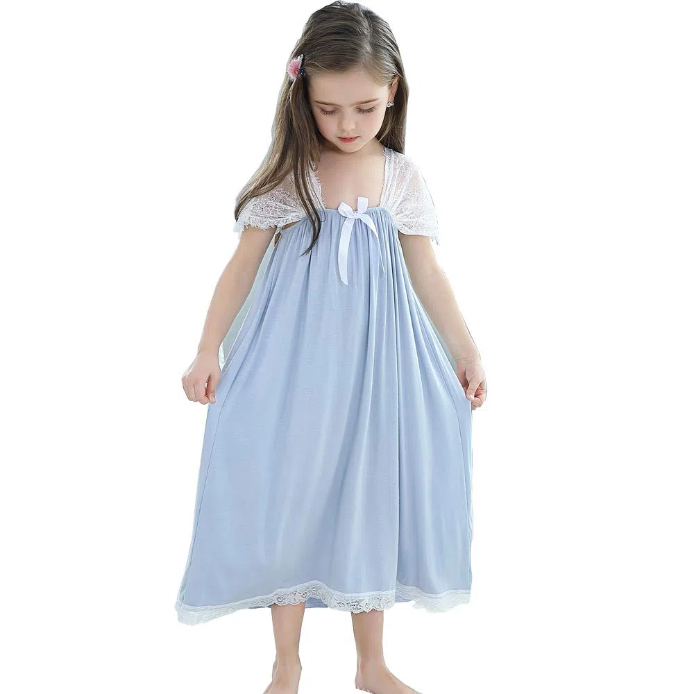 Camicetta da notte per bambina, in pizzo, da principessa, da notte