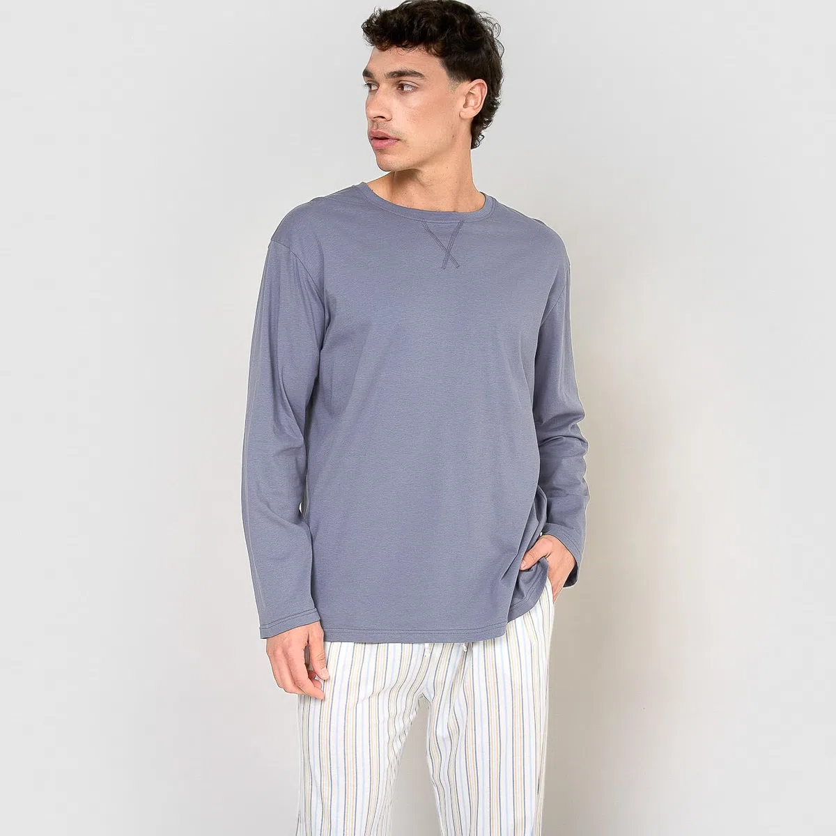 TRAMAS+ Pigiama Uomo in Cotone, Pigiama Uomo Completo Lungo con Maniche Lunghe, 100% Cotone, Comodo e Traspirante -