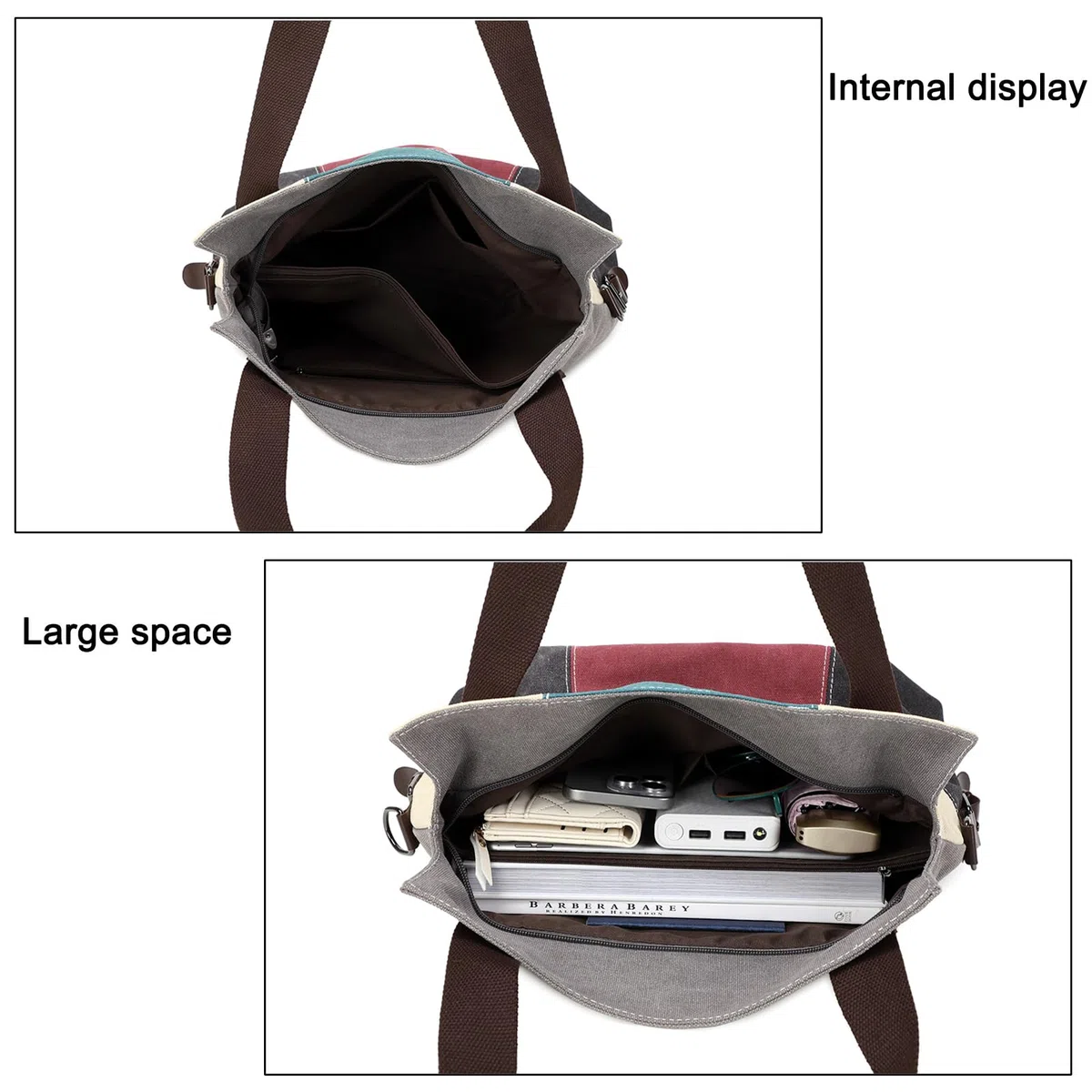 Borsa da donna in tela, casual, a tracolla, stile retrò, in tela