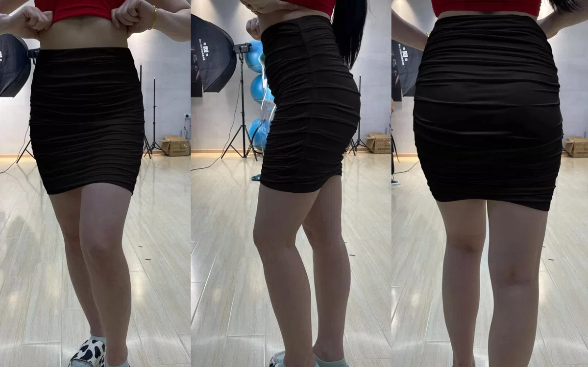 Gonna Sexy Donna Corta Nera a Vita Alta Mini Gonna Elegante Aderente Elasticizzata con Pieghe Casual AM047