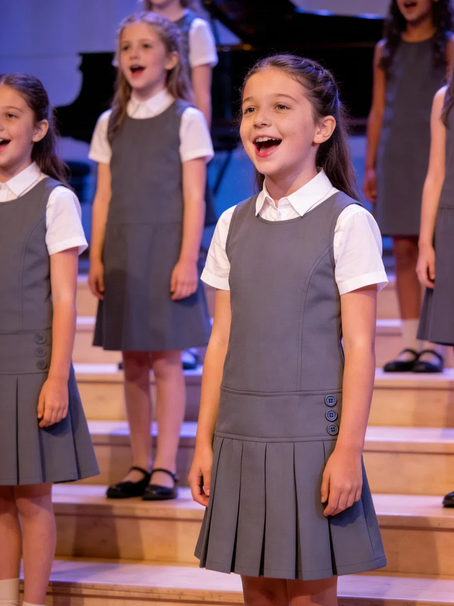 Bienzoe Ragazze Elastico Uniforme Scolastica Plissettato Abito