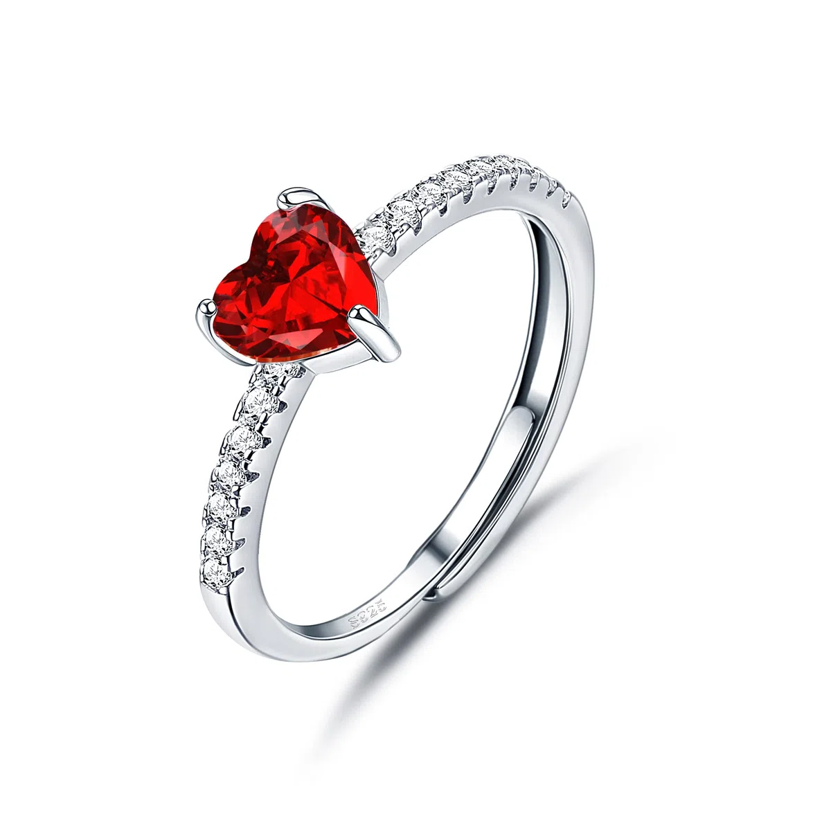 JeweBella Anello Cuore Argento 925 Donna Elegante Anello Cuore Regolabile Zirconia Cubica Amicizia Fidanzamento Matrimonio Anniversario Promessa Fedine