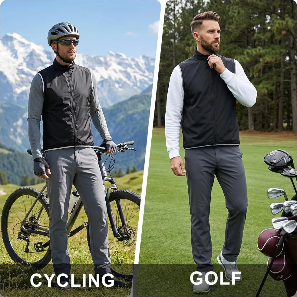 Gilet da Ciclismo, Gilet Antivento Ciclismo Uomo, Gilet da Ciclismo Senza Maniche, Leggero e Traspirante, Con Strisce Riflettenti, Adatto per Ciclismo, Corsa e Sport All'aria Aperta