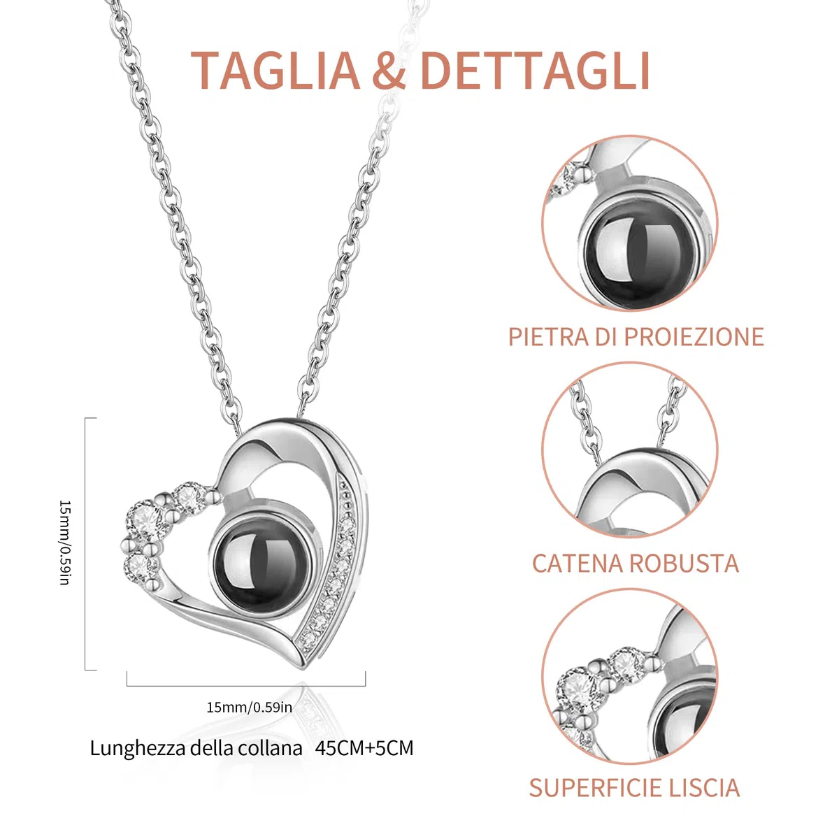 Easycosy Collana Personalizzata con Foto, Collana con Foto Proiettata, Collane Donna Personalizzate, Ciondolo a Cuore Personalizzato per Mamma Amica, Lei, Idee Regalo 2026