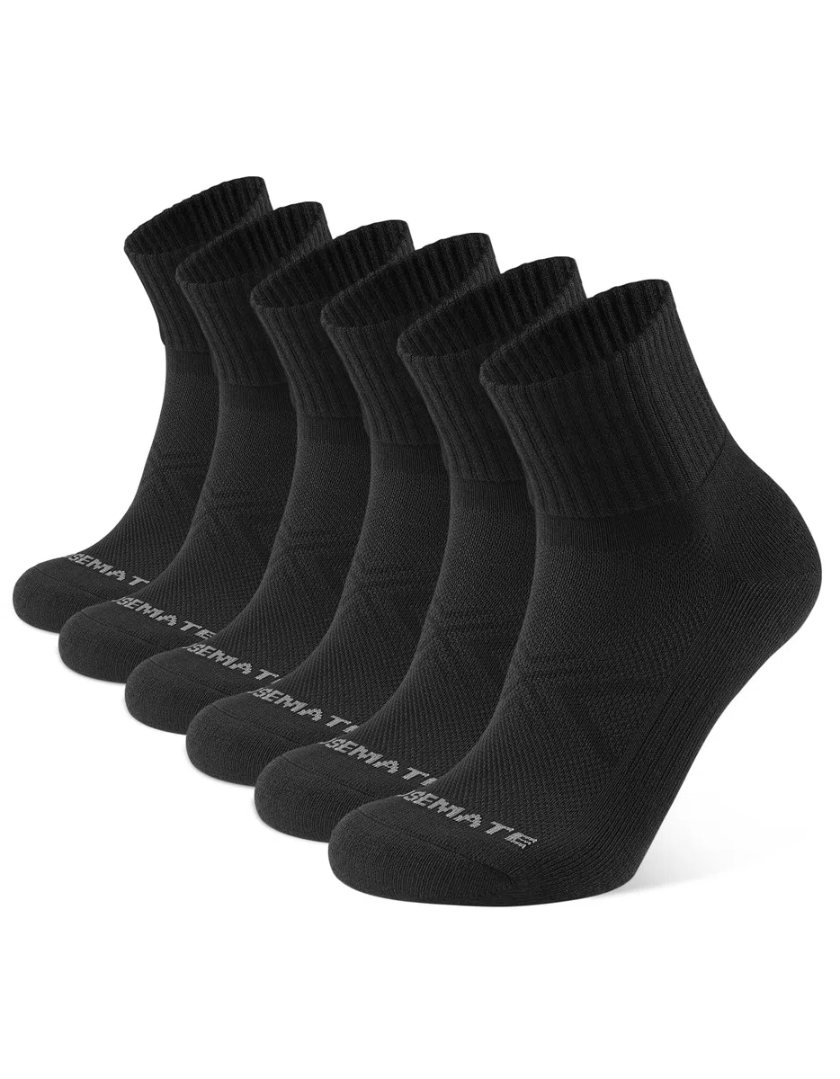 CLOSEMATE 6 Paia Calze Corte Uomo di Cotone Calzini Sportivi in Spugna per Corsa Quarter Running Socks