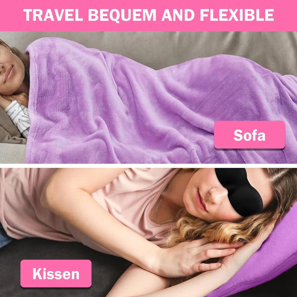 Coperta da viaggio ultraleggera calda, cuscino di trasformazione 2 in 1, coperta da viaggio aereo, gadget da viaggio con maschera per dormire e tappi per le orecchie, coperta da viaggio, per viaggi