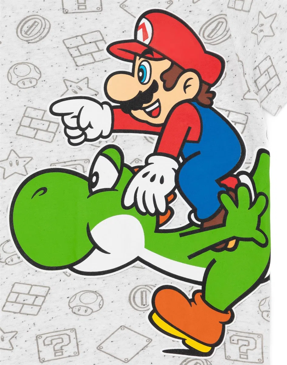 Super Mario Maglietta Grigia per Bambini di Nintendo Yoshi Boy