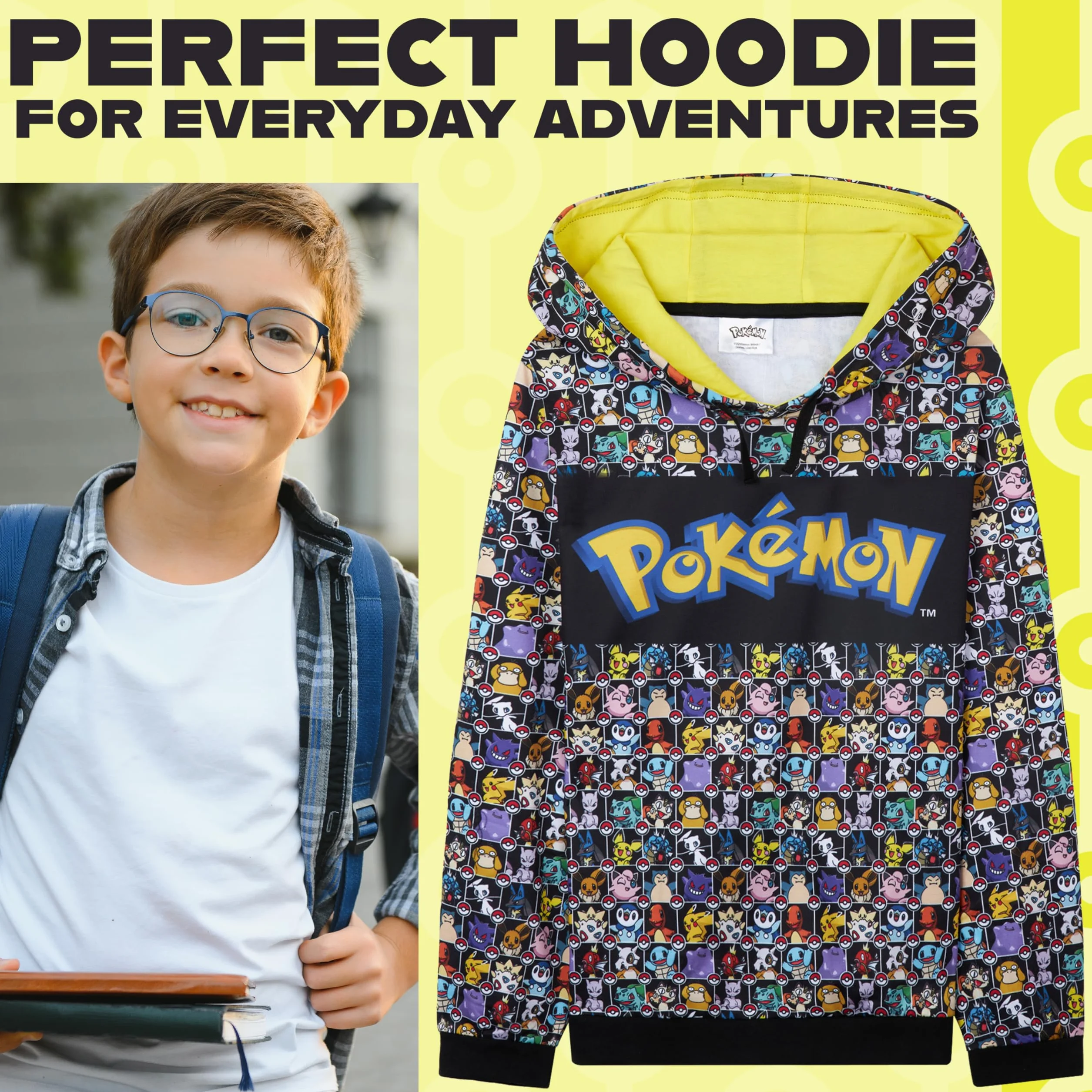Pokémon Felpa Bambino - Felpa Ragazzo 4-15 Anni Felpa con Cappuccio per Ragazzi Abbigliamento Bambino Ufficiale Felpa Pikachu Idea Regalo per Gamer