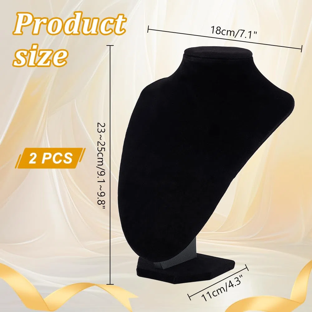 PH PandaHall 2 Pezzi Nero Collana di Gioielli Display Busto Stand con Legno e Cartone 25x17cm