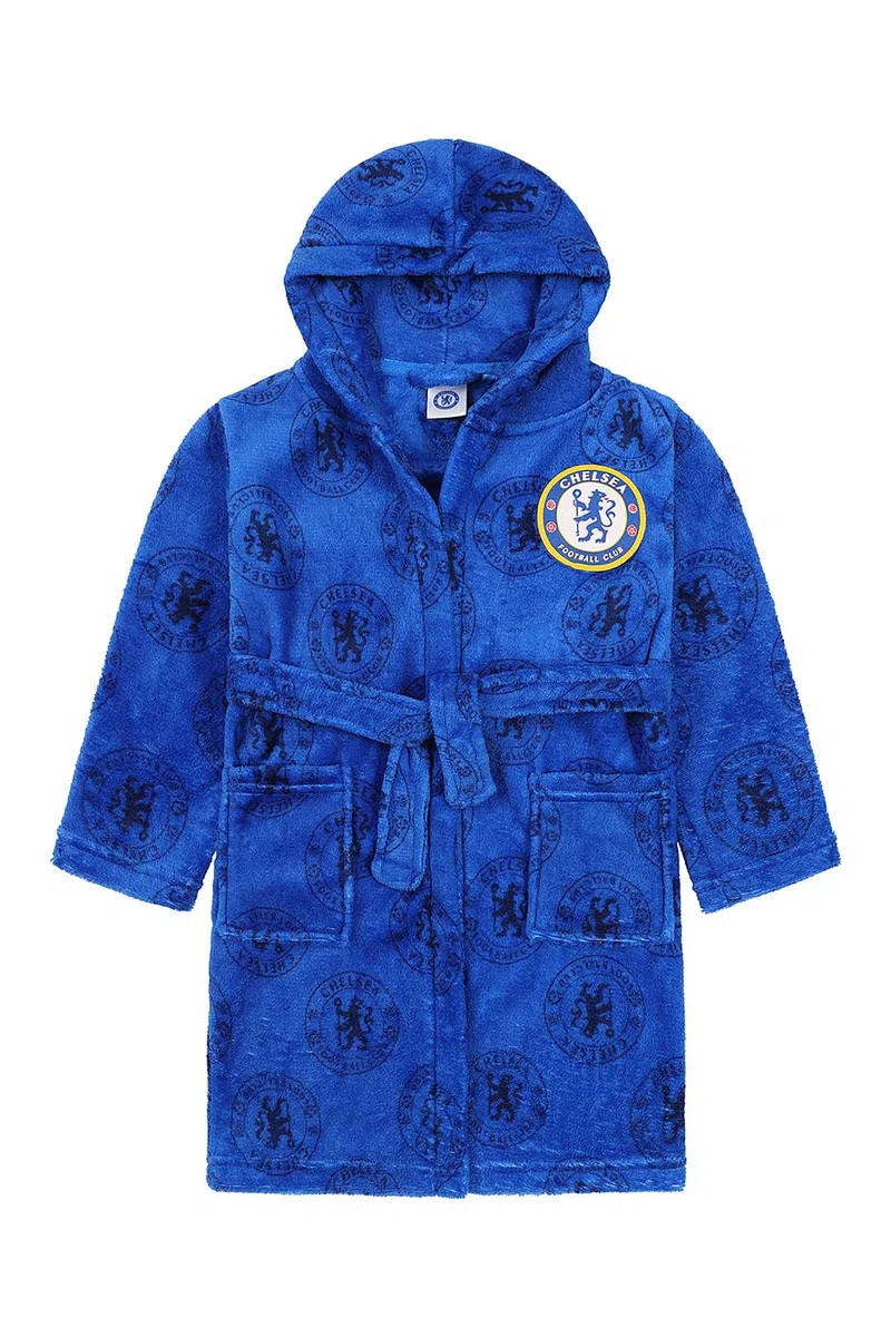 Chelsea Accappatoio ufficiale F.C., in pile, con cappuccio, per bambini