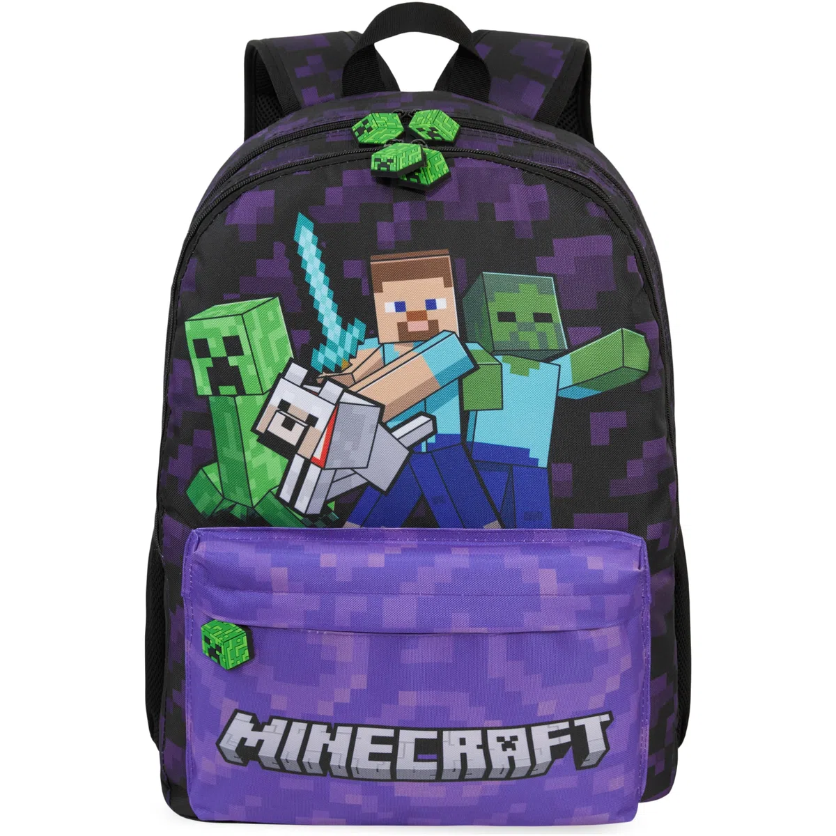 Get Trend Minecraft Zaino Scuola Ragazzo, Borsa Zaino Multi-Scomparto e Spallacci Regolabili per Scuola e Gite Idea Regalo Ragazzo (Viola/Multi Minecraft)